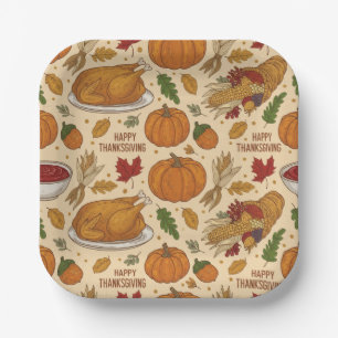 Thanksgiving Feast, Happy Thanksgiving Paper Plate