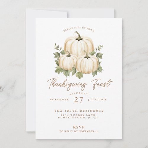 Thanksgiving Feast Pumpkin Dinner Party Invitation