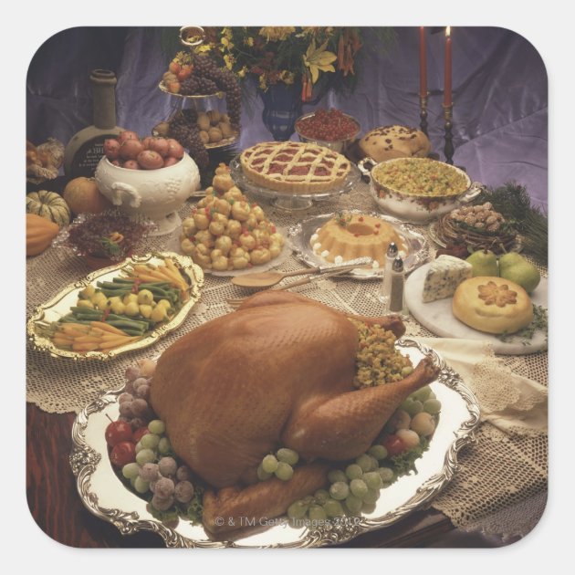 Thanksgiving Feast Square Sticker