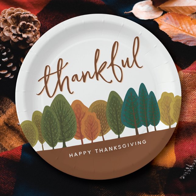 Thanksgiving Feast Thankful Autumn Trees Paper Plates (Creator Uploaded)