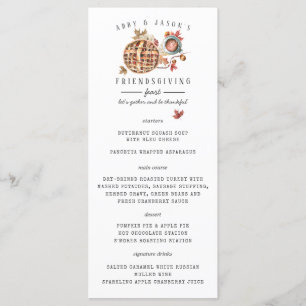 Thanksgiving Feast Watercolor Dinner Menu