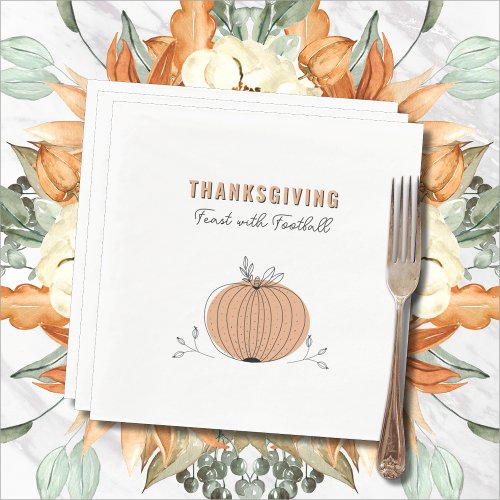 Thanksgiving Feast with Football Orange Pumpkin Napkins