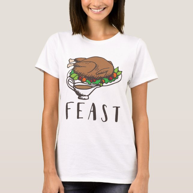 Thanksgiving Feast with turkey and gravy T-Shirt (Front)