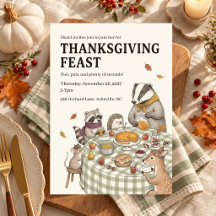 Thanksgiving Feast Woodland Animal Dinner Party