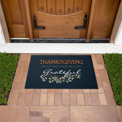 Thanksgiving  Feeling Grateful Modern Eucalyptus  Doormat