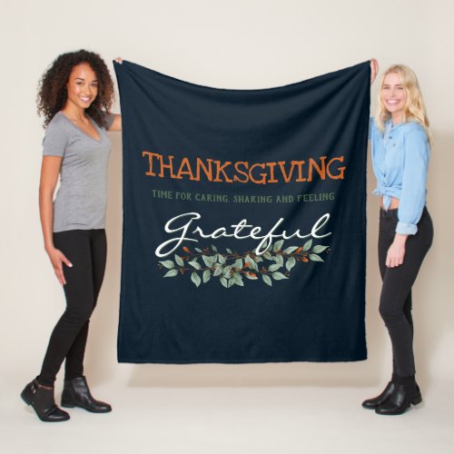 Thanksgiving  Feeling Grateful Modern Eucalyptus  Fleece Blanket