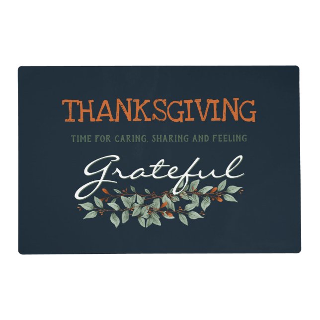Thanksgiving | Feeling Grateful Modern Eucalyptus  Placemat (Front)