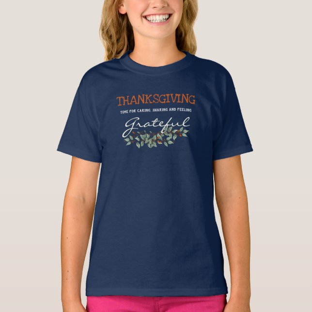 Thanksgiving | Feeling Grateful Modern Eucalyptus T-Shirt (Front)