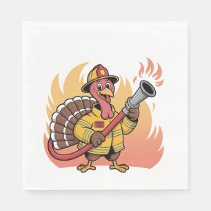 Thanksgiving Firefighter Turkey First Fire Rescue Napkins