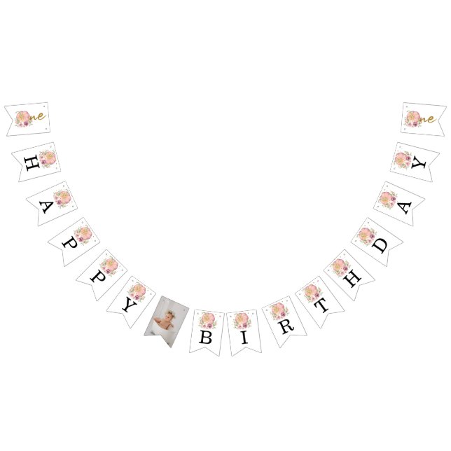 Thanksgiving First Birthday Pumpkin Bunting Flags (All)