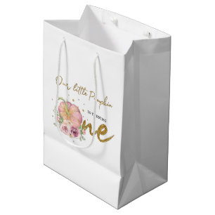Thanksgiving First Birthday Thank you Pumpkin Medium Gift Bag