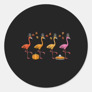 Thanksgiving Flamingos Funny Fall Autumn Bird Men Classic Round Sticker