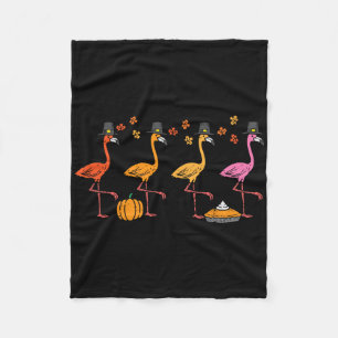 Thanksgiving Flamingos Funny Fall Autumn Bird Men Fleece Blanket