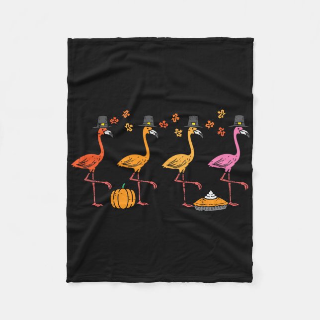 Thanksgiving Flamingos Funny Fall Autumn Bird Men  Fleece Blanket (Front)