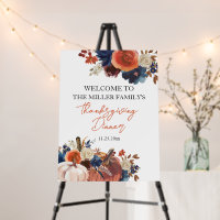 Thanksgiving Floral Fall Pumpkins Welcome sign