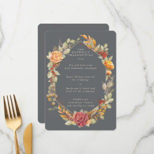 Thanksgiving Floral Frame Flat 3 Course Menu