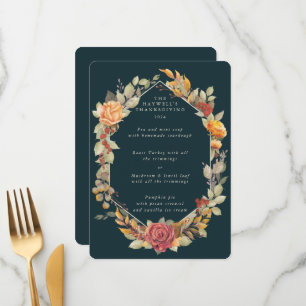 Thanksgiving Floral Frame Flat 3 Course Menu