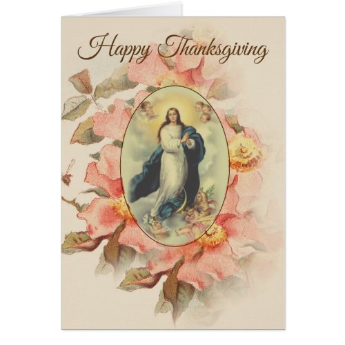 Thanksgiving Floral  Religious Blessed Virgin Mary