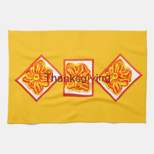 Thanksgiving Flower Kitchen Towel