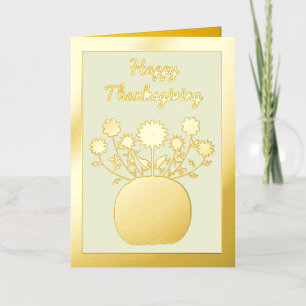 Thanksgiving Flowers in Pumpkin Custom Foil Greeting Card