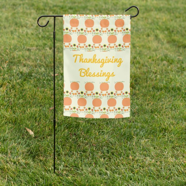 Thanksgiving Flowers in Pumpkin Custom Garden Flag (In SItu)