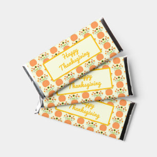 Thanksgiving Flowers in Pumpkin Custom Hershey Bar Favors