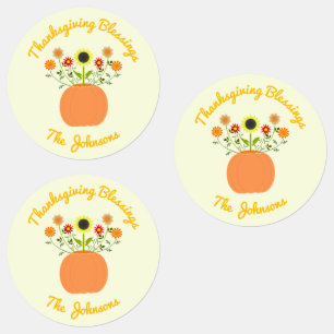 Thanksgiving Flowers in Pumpkin Custom Labels