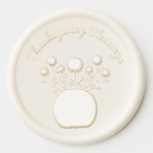 Thanksgiving Flowers in Pumpkin Custom Message Wax Seal Sticker