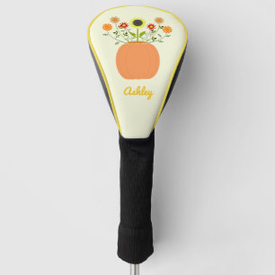 Thanksgiving Flowers in Pumpkin Custom Name Golf Head Cover