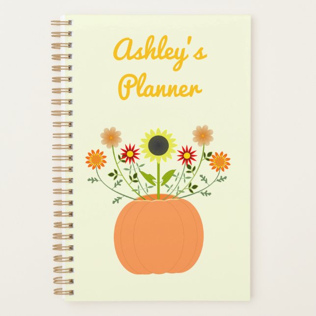 Thanksgiving Flowers in Pumpkin Custom Planner (Front)