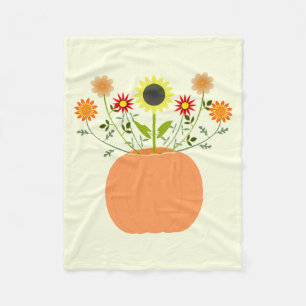 Thanksgiving Flowers in Pumpkin Fleece Blanket