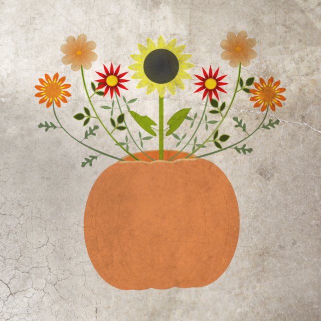 Thanksgiving Flowers in Pumpkin Floor Decals (Insitu)