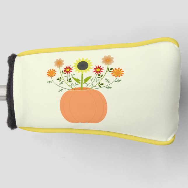 Thanksgiving Flowers in Pumpkin Golf Head Cover (Front)