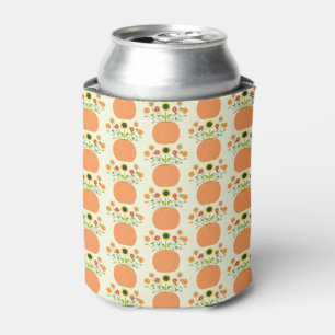 Thanksgiving Flowers in Pumpkin Patterned Can Cooler