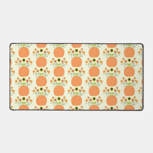 Thanksgiving Flowers in Pumpkin Patterned Desk Mat