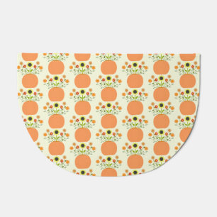 Thanksgiving Flowers in Pumpkin Patterned Doormat