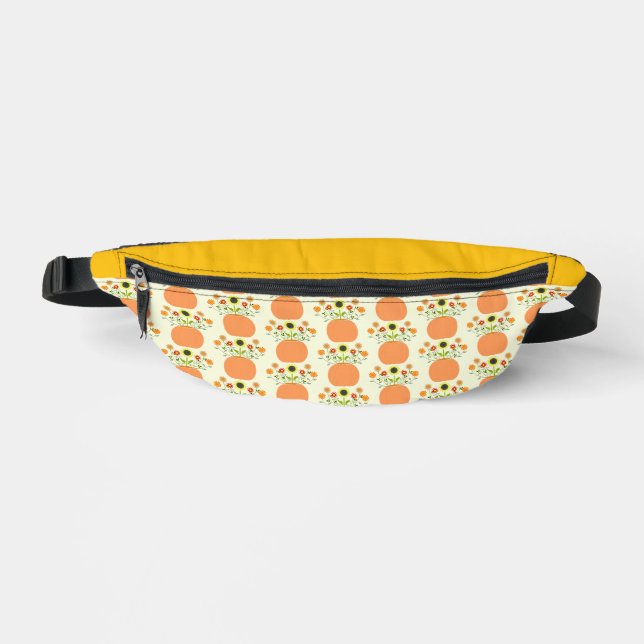 Thanksgiving Flowers in Pumpkin Patterned Fanny Pack (Front)