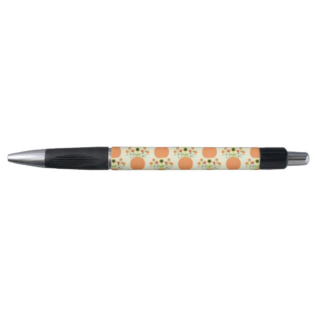 Thanksgiving Flowers in Pumpkin Patterned Pen (Front)