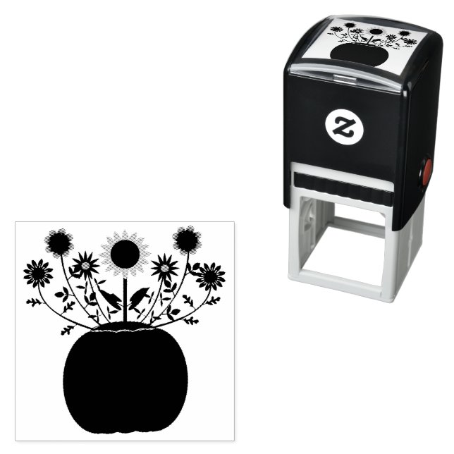 Thanksgiving Flowers in Pumpkin Self-inking Stamp (In Situ)