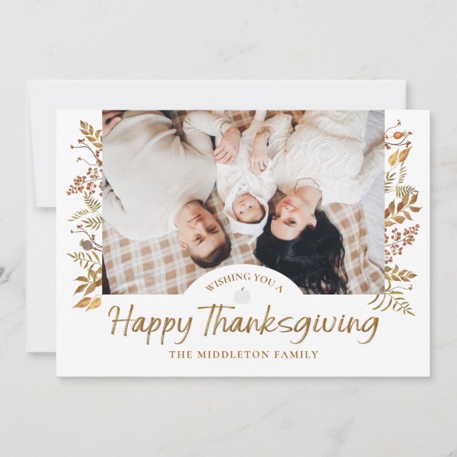Thanksgiving Foliage Autumn Leaves Holiday Card (Front)