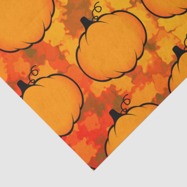 Thanksgiving Foliage Pumpkin Drawing Custom Text  Tissue Paper (Detail)
