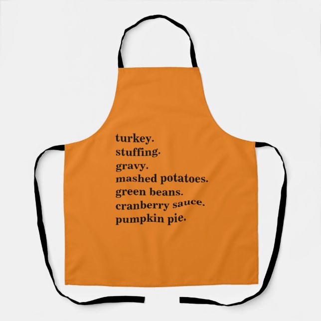 Thanksgiving Food Dinner List Personalized Apron (Front)