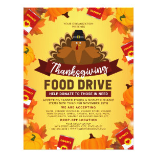 Thanksgiving Food Drive Charity Fundraiser Flyer