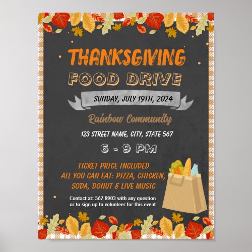 Thanksgiving Food Drive event template Poster