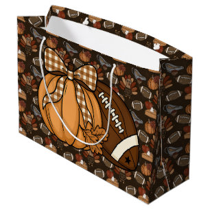 Thanksgiving Football Large Gift Bag