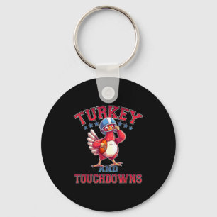 Thanksgiving Football Turkey & Touchdowns Game Keychain