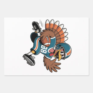 Thanksgiving Football Turkey Fantasy Football Wrapping Paper Sheets