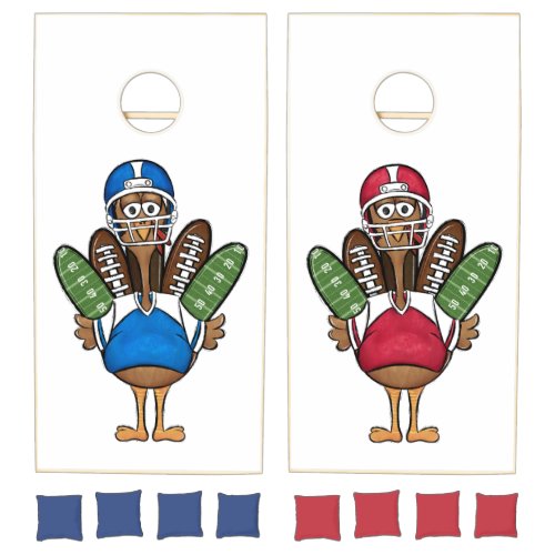 Thanksgiving Football Turkeys Cornhole Set