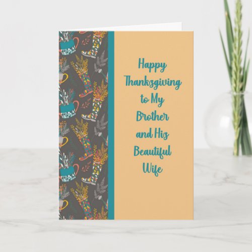 Thanksgiving for Brother  Wife Tan  Brown Card