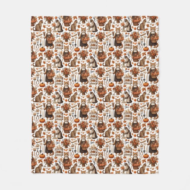Thanksgiving for Cat Lovers  Fleece Blanket (Front)